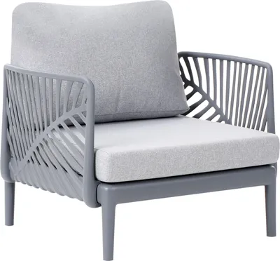 Produktbild von BELIANI Gartensessel Hellgrau Kunststoff Gestell mit Sitzkissen Tiefes Niedriges Design Moderner Stil Gartenstuhl Gartenmöbel Outdoor