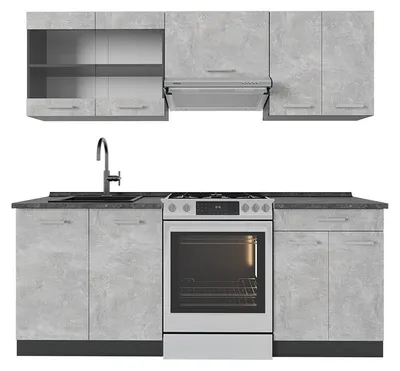 Produktbild von Küchenzeile Vicco R-Line Beton/Anthrazit 200 cm , AP Anthrazit, Model 53591