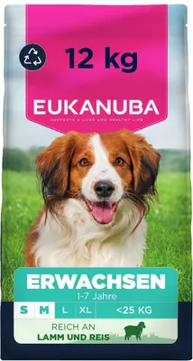 Productafbeelding van EUKANUBA Adult Small/Medium, rijk aan lam en rijst - droogvoer voor honden - 12 kg