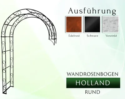 Produktbild von WANDROSENBOGEN HOLLAND Rund Gesamtbreite 1,60 m Verzinkt Gartendeko Pergola Metallrosenbogen Gartenbogen Rosensäule
