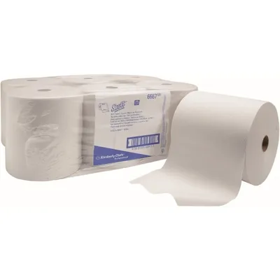 Zdjęcie produktu dla Scott® 6667 1-warstwowe ręczniki w rolce, białe, f. Elektroniczny dozownik ręczników w roli model 9960