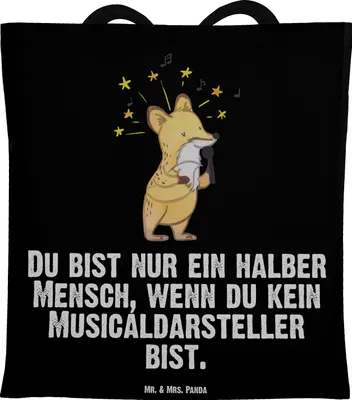 Produktbild von Mr. & Mrs. Panda Shopping Tasche Musicaldarsteller Herz - Schwarz - Geschenk, Jutetasche, Tragetasche, Jutebeutel, Tote Bag