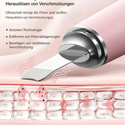 Produktbild von Elektrische Gesichtsreinigungsbürste & Massager – 2-in-1 Gesichtspflege, Wiederaufladbar & Wasserdicht, Tiefenreinigung, 7 Modi, Sanftes Peeling, Pink
