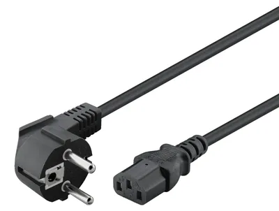 Zdjęcie produktu dla Kabel zasilający, kątowy (Schuko do IEC 320 C13), 5 metrów, czarny
