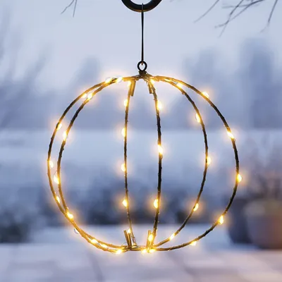Produktbild von LED Leuchtkugel 15 cm zum Hängen für Außen batteriebetrieben - 40 LED - Garten Lichterball extra warm weiß beleuchtet