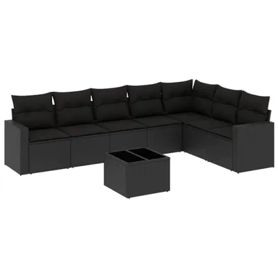 Produktbild von vidaXL 8-tlg. Garten-Sofagarnitur mit Kissen Schwarz Poly Rattan