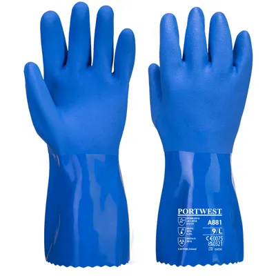 Produktbild von Portwest A881 Blauer PVC Chemikalien Schutzhandschuh Blue Gr. XL