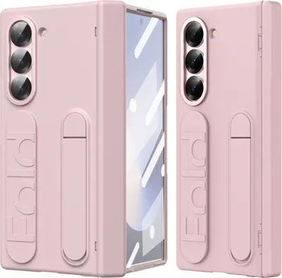 Produktbild von Hülle für Samsung Galaxy Z Fold 6 Armbandtasche mit Scharnierschutz, Eingebautem Displayschutz, Griff, Ständer Handyhülle Pink