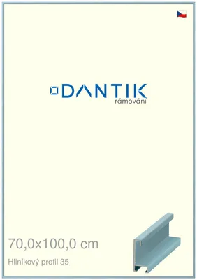 Obrázok produktu pre Rám DANTIK 70x100 | ALU profil 6035 Dýha sfarbená do modra (Plexi Clear)