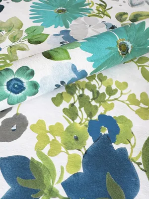 Produktbild von PVC Tischdecke BELLA Wachstuch Eckig Breite & Länge wählbar abwaschbare Tischdecke Blumen blau türkis petrol, Größe:130 x 260 cm