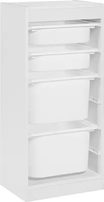 Produktbild von BELIANI Regal mit 4 Boxen Weiß Spanplatte Kunststoff Kinderzimmer