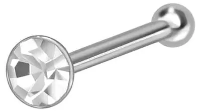 Produktbild von Nasenpiercing, Nasenstecker 925er Silber Nasenstecker Pin RUNDER KRISTALL