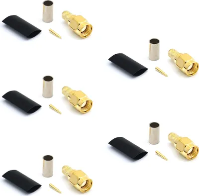 Image de Connecteur SMA RG58 LMR195 RG303 RG141 RG142 RG400 Connecteur de câble coaxial à sertir RF, plaqué or (pack de 5)