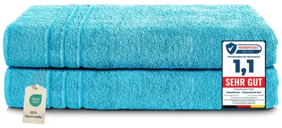 Productafbeelding van Komfortec set van 2 saunadoeken, 80x200 cm, gemaakt van 100% katoen. XXL saunadoeken, zachte, grote, badstof, sneldrogende handdoeken, turquoise kleur