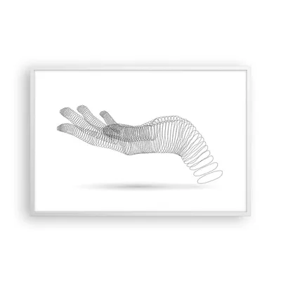 Produktbild von Gerahmtes Poster - Weißer Rahmen - Hand Grafik weiß - 91,5x61 cm - Wand Bild - Wanddeko - Wandbilder - Kunstposter - Wandposter - Bilderrahmen - Bilder - Kunstdruck - Wanddekoration - P2WAA91x61-4427