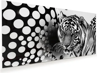 Produktbild von Glasbild 60x30cm in XXL für Wohnzimmer, Schlafzimmer Motiv Tigerpunkte