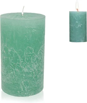 Produktbild von Säulenkerze rustikal, mintgrün, 12 cm, für Adventskranz