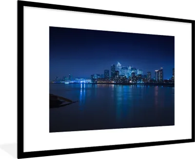 Produktbild von MuchoWow® Gerahmtes Poster Die Skyline von London bei Nacht 90x60 cm - Poster mit Schwarzem Bilderrahmen Wandposter Rahmen Foto Bilder - Wanddekoration - Fotos