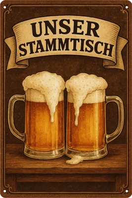 Produktbild von Blechschild AstraDesign 20x30 cm „Unser Stammtisch“ – Metallschild Wanddeko, Schild, Geschenkidee