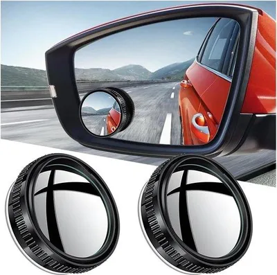 Image de Lot de 2 - Rétroviseurs de voiture à angle large, rétroviseurs latéraux, rétroviseurs convexes HD - Rétroviseur réglable à 360 degrés - Rétroviseur supplémentaire pour véhicules (noir)