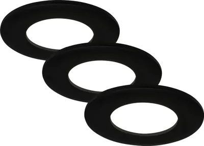 Image de Lampe LED encastrée BRILONER LEUCHTEN FLAT IN, 5 W, 450 lm, IP44, noir mat, plastique, set de 3, Ø 8,5 cm