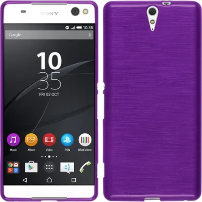 Produktbild von PhoneNatic Case kompatibel mit Sony Xperia C5 Ultra - lila Silikon Hülle brushed + 2 Schutzfolien