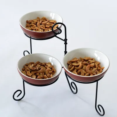 Produktbild von Dekorationsständer mit 3 Etagen, klappbar, 20 cm Höhe, Schalen Ø 11,5 cm