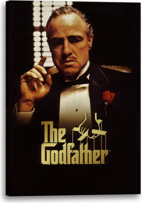 Produktbild von Leinwandbild (80x120cm): Filmplakat Der Pate Don Vito mit erhobenem Zeigefinger, echter Holz-Keilrahmen inkl. Aufhänger, handgefertigt in Deutschland