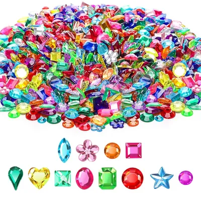 1200 Acryl-Strasssteine, bunt, verschiedene Formen, DIY-Dekoration