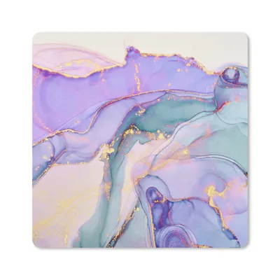 Produktbild von MuchoWow® Mauspad Mousepad Gold - Marmor - Lila 30x30 cm - Mousepads - Maus Mat - Pad - Mausunterlage - Gaming