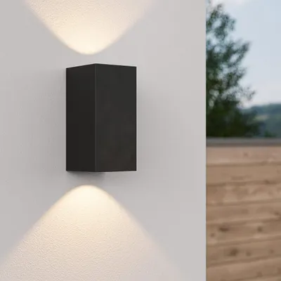 Image de HOFTRONIC - Applique murale LED 2x GU10 IP65 Dimmable Noir Lumière haut et bas
