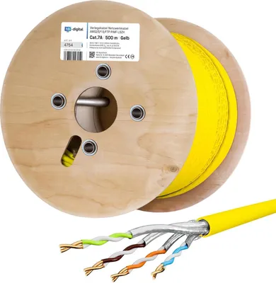 Produktbild von hb-digital CAT 7a Verlegekabel 500m Simplex Ethernetkabel Datenkabel max. 1200 MHz S/FTP AWG23 LSZH gelb