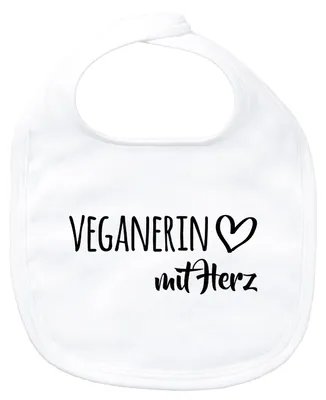 Produktbild von Huuraa Baby Lätzchen Veganierin mit Herz White Klettverschluss  Baumwolle Latz Geschenkidee