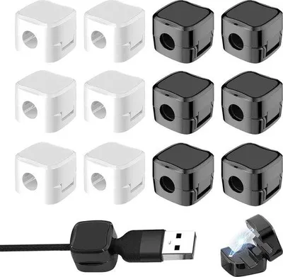 Immagine prodotto di Fermacavi magnetici, autoadesivi, bianco e nero, 12 pezzi, per ufficio