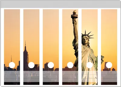 Produktbild von Wallario Ordnerrücken Sticker, selbstklebend für breite Ordner, 6 Stück, Motiv Freiheitsstatue New York