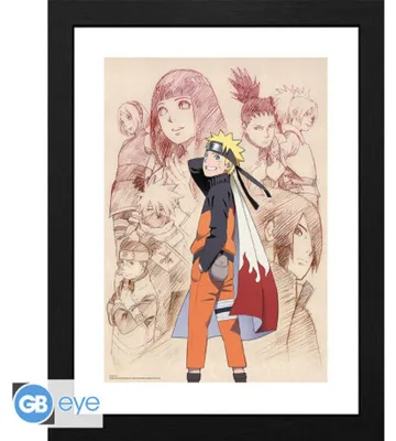 Productafbeelding van NARUTO SHIPPUDEN - Gekaderd print "Naruto en zijn bondgenoten" (30x40 cm)