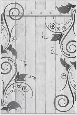 Produktbild von Wallario Wandbild Graue Holztür mit Schnörkelmuster, Größe: 61 x 91,50 cm, Poster mit weißem Aluminiumrahmen