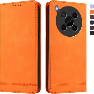 Immagine prodotto di Custodia per ZTE Blade V70 Max, custodia retro in Finto cuoio flip con supporto e slot per schede Arancione