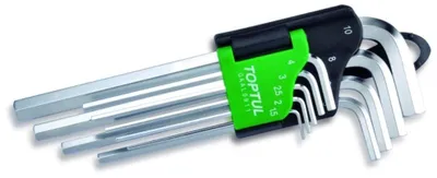 Produktbild von TOPTUL 9-tlg Winkelschraubendrehersatz HEX: 1.5 2 2.5 3 4 5 6 8 10mm GAAL0911