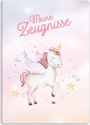 Produktbild von Zertifikatsmappe A4, steif, 20 Ordner, für Kinder, Studenten, Einhornmotiv