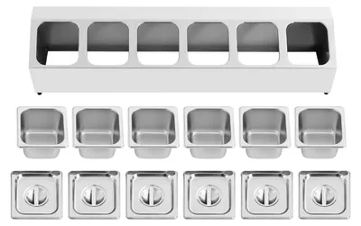Produktbild von Zutatenbehälter, Edelstahl, 6-Fächer-Design, Silber