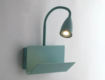 Produktbild von Flexible USB LED Leselampe Grün, Wandleuchte mit Schalter, Ablage & Ladefunktion