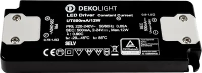 Produktbild von Light Impressions Deko-Light LED-Netzteil, Konstantstrom, UT500mA/12W, konstante Stromversorgung 500 mA, IP20, 2-24V DC, 1,00-12,00 W, Artikelnummer: 862225
