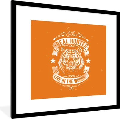Produktbild von MuchoWow® MuchoWow® Gerahmtes Poster Jahrgang - Tiger - Orange 40x40 cm - Poster mit zchwarzem Bilderrahmen - Poster - Plakat im Rahmen