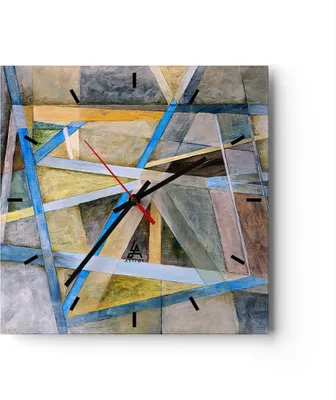 Produktbild von Wanduhr - Quadrat - Glasuhr - Abstraktion modern - 40x40cm - Schleichendes Uhrwerk - Lautlos - zum Aufhängen bereit - Dekoration Modern - Wanddekoration aus Glas - C3AC40x40-3681