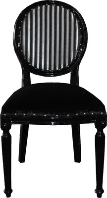 Produktbild von Casa Padrino Barock Medaillon Luxus Esszimmer Stuhl ohne Armlehnen in Schwarz / Silber - Limited Edition