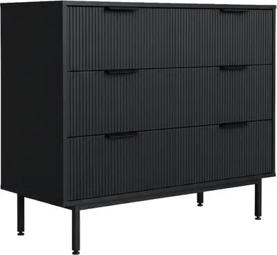Zdjęcie produktu dla Home Deluxe Komoda NYLA - 90 x 80 I Kredens, szafa, szafka z szufladami, meble z szufladami, Nowoczesny, Elegancki, Żłobkowany wygląd frontów, Elegancka opcja przechowywania, Łatwa w pielęgnacji powierzchnia