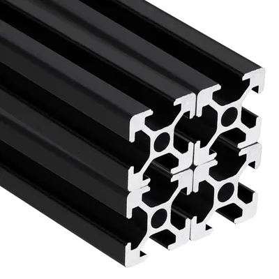 Aluprofile 2020 T-Nut 200 mm, 4 Stück, schwarz, 1,5 mm, eloxiert
