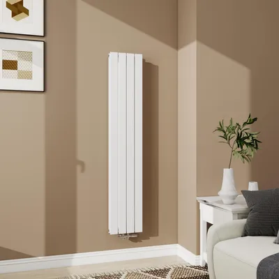 Produktbild von Acezanble Paneelheizkörper Design Flach Heizkörper Vertikal 1600x298 mm 987W Doppellagig Weiß Mittelanschluss Badheizkörper