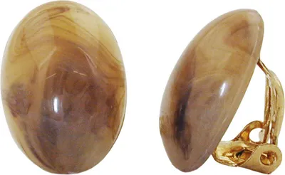 Produktbild von Clip Ohrring 18x13mm mini oval horn-braun-marmoriert glänzend Kunststoff-Bouton braun 18x13mm